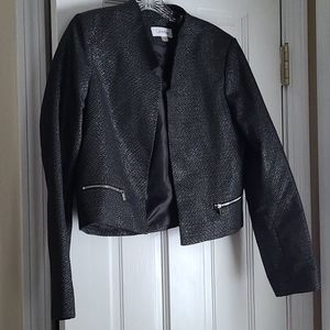 Calvin Klein lined metallic open front bolero, 14P